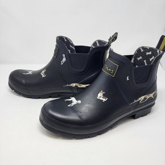 Joules Wellibob Dogs Rain Boots Women's Size‎ 11 Black - Picture 5 of 9